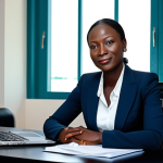 **

"A professional businesswoman in a modest business suit, sitting at a desk in a modern office in Abidjan, Ivory Coast, fully clothed, appropriate attire, safe for work, perfect anatomy, natural proportions, professional photography, high quality, family-friendly."

**