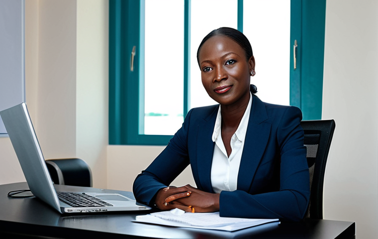 **
"A professional businesswoman in a modest business suit, sitting at a desk in a modern office in Abidjan, Ivory Coast, fully clothed, appropriate attire, safe for work, perfect anatomy, natural proportions, professional photography, high quality, family-friendly."
**