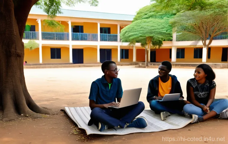 코트디부아르 교환학생 프로그램 - **Cultural Immersion and Warm Welcome:**
    "A vibrant and heartwarming scene inside a traditional ...