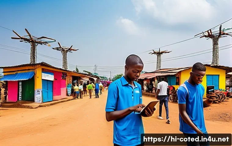 코트디부아르 온라인 비즈니스 가능성 - A vibrant digital marketplace scene in Côte d'Ivoire showcasing diverse local entrepreneurs using mo...